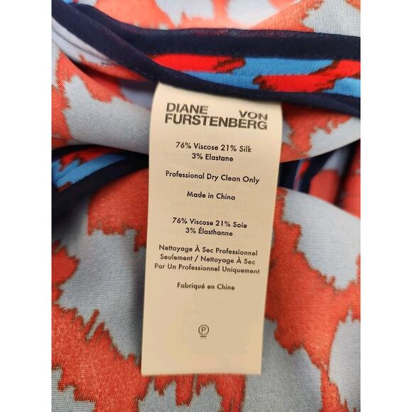 Diane Von Furstenberg Women's Printed Pencil Midi Skirt Slit Red Blue Size 4 - Picture 9 of 10